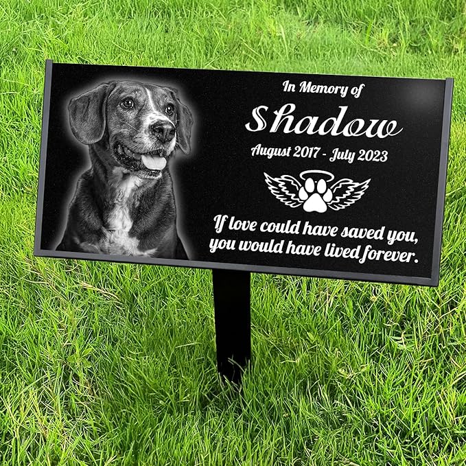 Personalized Black Granite pet Memorial Stone,pet Grave Markers Plaque, Customized Headstone, Dog Memorial Gifts for Loss of Dog,Cats, and Family Pets, Personalized pet tombstones