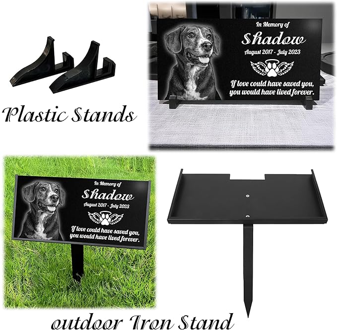 Personalized Black Granite pet Memorial Stone,pet Grave Markers Plaque, Customized Headstone, Dog Memorial Gifts for Loss of Dog,Cats, and Family Pets, Personalized pet tombstones - Image 3