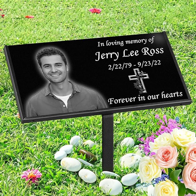 Personalized Memorial Stones,headstones for Graves,Grave Markers for Cemetery for Humans,Black Granite Headstone,Grave Marker,Cemetery headstones,Outdoors Grave Plaques